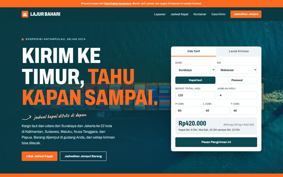Contoh desain Lajur Bahari Kargo