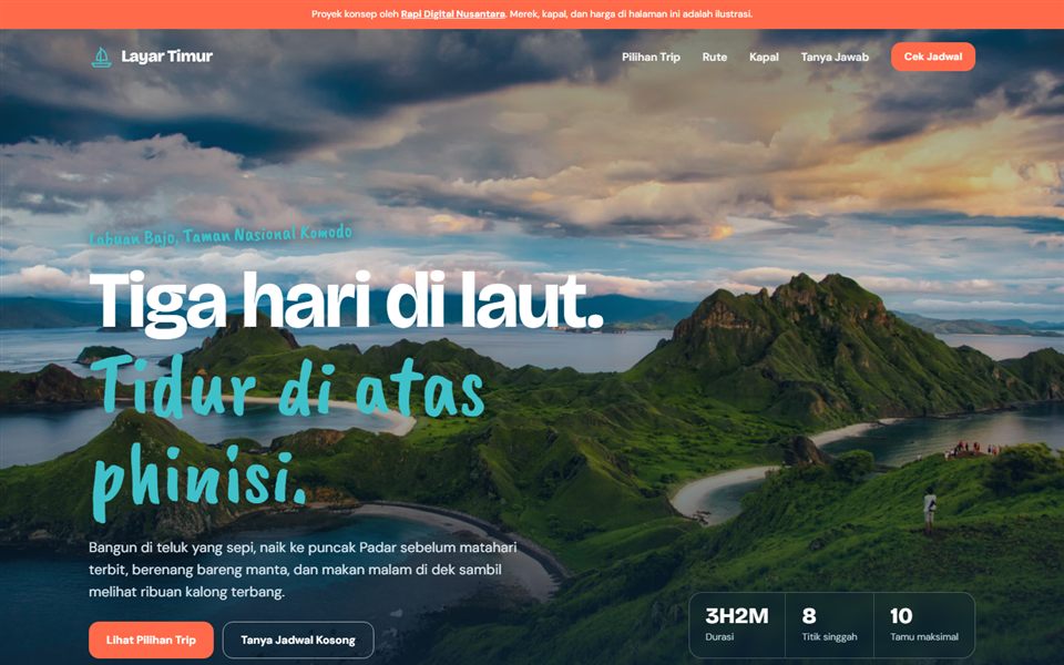 Contoh desain Layar Timur Sailing