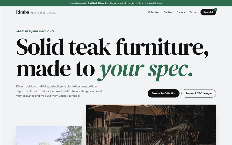 Contoh desain Rimba Teak Works