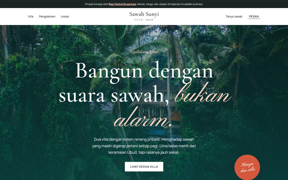 Contoh desain Sawah Sunyi Villa