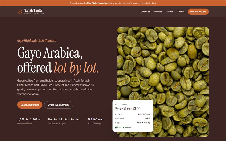 Contoh desain Tanah Tinggi Coffee