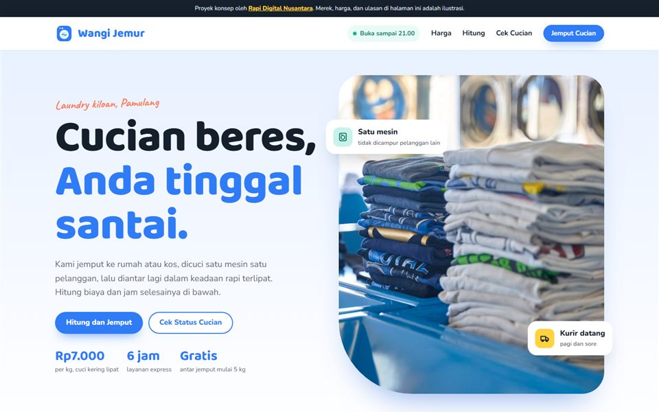 Contoh desain Wangi Jemur Laundry, laundry kiloan